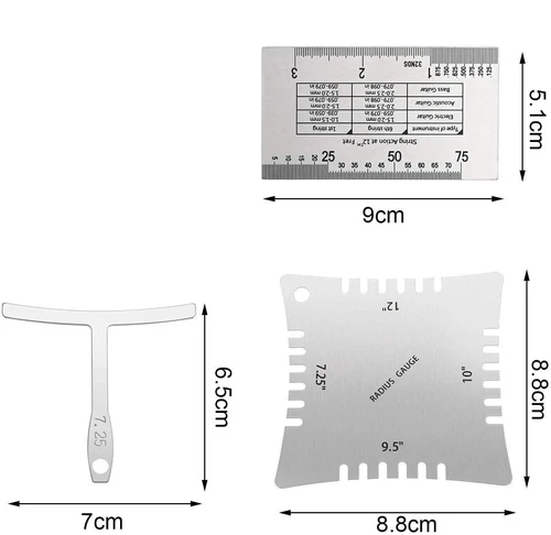 Gitarrenhals gekerbt gerade Kante Rocker Gitarrenbauer Werkzeuge Messgeräte Lineal Fühler-Kit - Bild 4 von 21