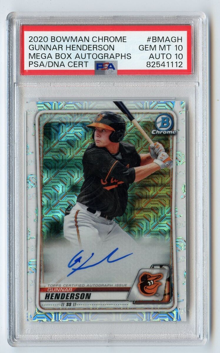 F60 GUNNAR HENDERSON AUTO 2020 BOWMAN CHROME MEGA BOX PSA 10