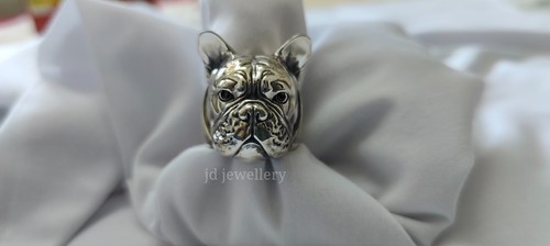 Bulldog Ring,Sterling Silver Biker Dog Ring,British Dog 925 sterling Silver Ring - Picture 8 of 13