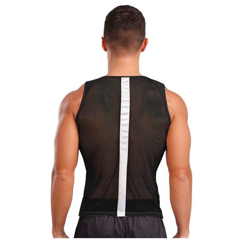 Men Shirts Half Tops Undershirt Gym Vest Glitter Party Hollow Out Disco Sports - Bild 35 von 67
