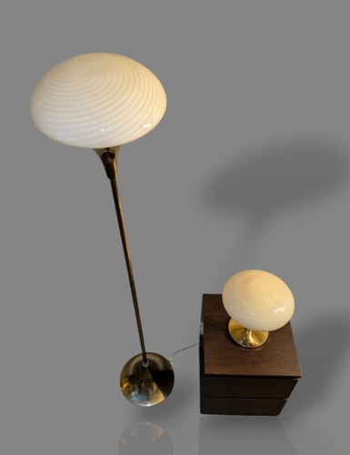 VINTAGE RARE MURANO ART DECO SWIRL RIGADIN VETRI BLOWN GLASS FLOOR & TABLE LAMP - Bild 5 von 23