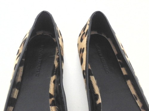 BANANA REPUBLIC Fur Ballet Flats Brown Black Leopard w Patent Women's US 7 EU 38 - Picture 4 of 7