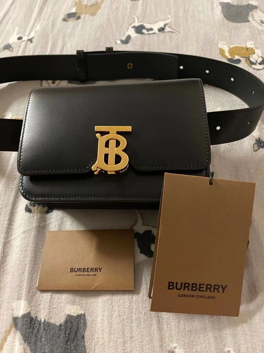 Burberry + Belted Monogram Print Leather TB Bag