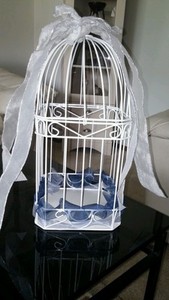 Wedding Reception Birdcage Card Holder White Metal Excellent