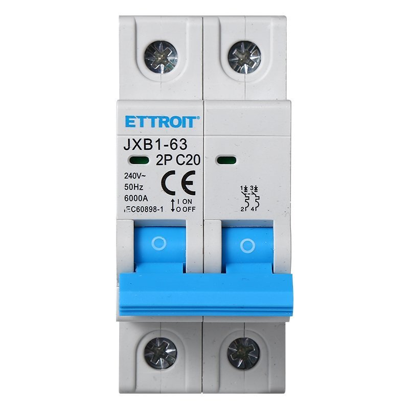 ETTROIT Interruttore Magnetotermico Automatico 2P 20A 6000A 220V Salvavita Stotz