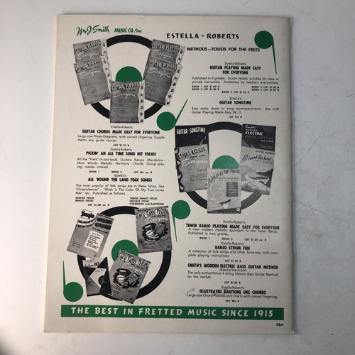 Libro VERDE CINQUE 5 chitarra suonare facile per tutti Estella Roberts 1960 NOS - Foto 5 di 5