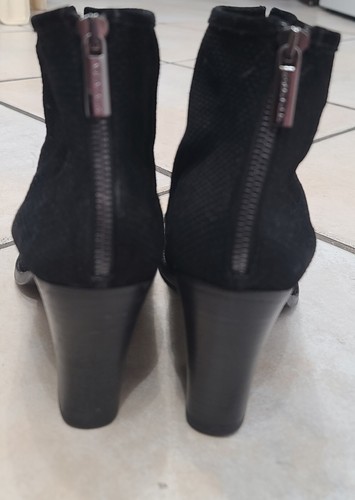 Aquatalia Womens 10 Black Suede Leather Short Boots Booties Heels New - Picture 5 of 14