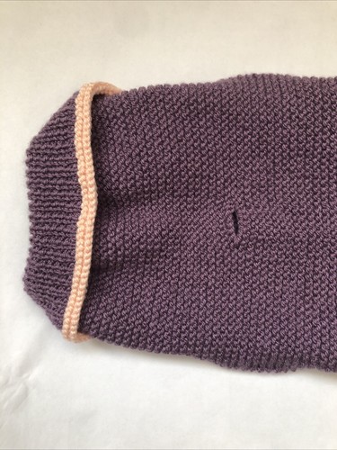 Hand Knitted Mauve & Peach Stripe Dog Coat/Jumper ๐พ๐พ New, Medium Dog - Picture 9 of 11