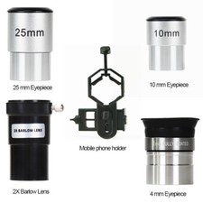4mm/10mm /25mm eyepiece/2xbarlow lens/ phone Adapter for telescope