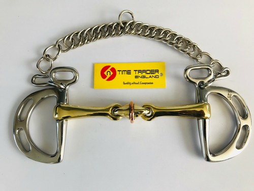 KIMBLEWICK CHEEKS DOUBLE JOINTED LOZENGE WITH COPPER RING CURVED SNAFFLE BITS - Picture 3 of 5