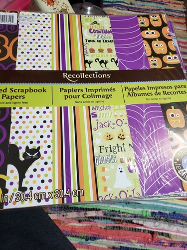 Recollections Printed Scrapbook Paper Halloween 12x12" 24 Sheets 6 Designs New - Picture 2 of 3