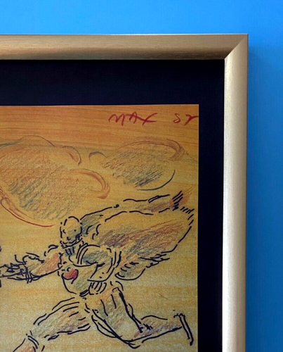 Peter Max | Angel Vintage Print Signed | Framed Large 16x12in. Gold Pop Art - Picture 3 of 4