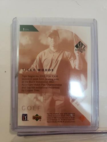 2003 SP Authentic #1 Tiger Woods Golf Card PGA Star - Picture 2 of 2