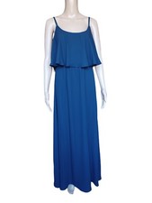 Show Me Your Mumu Womens Navy Blue Sleeveless Ruffle Maxi Dress Long Small