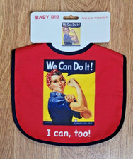 WW2 inspired Rosie the riveter baby bib NWT 100 cotton One size