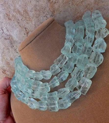 Aimee Fuller Icicle Statement Necklace! Blue Clear Chunky Huge Quartz Jewelry - Picture 11 of 24
