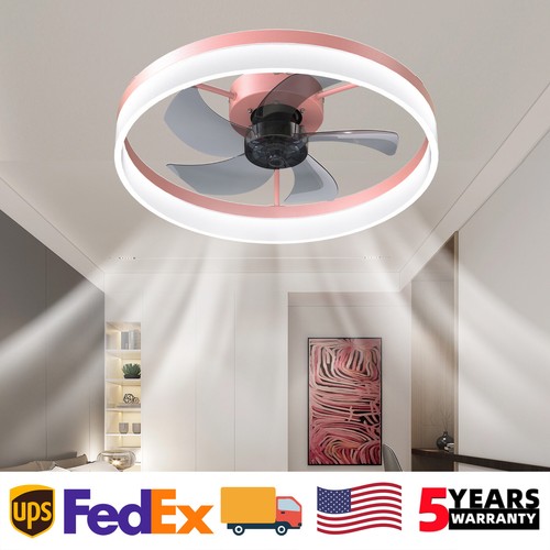 20 inch Kit 3 Color LED Fan Light Ceiling Flush Mount With  App & Remote Control - Picture 1 of 11
