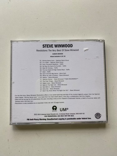 steve winwood revoltions the best of rare promo disc clapton - Picture 3 of 3