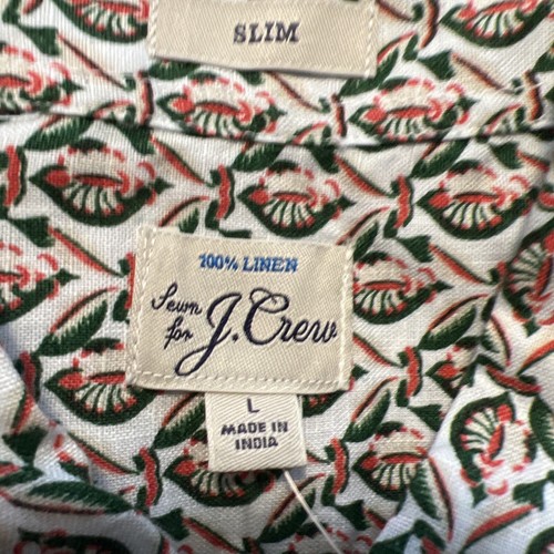 Nueva $78 J Crew Hombres Grande Verde Naranja Lino Camisa Abotonada Calce Ajustado B7 - Imagen 7 de 8