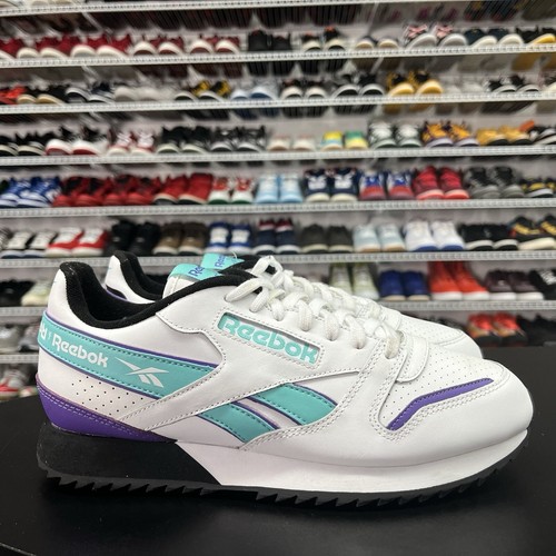 Reebok Classic Leather White Turquoise EG5222 Mens Size 8.5 - Picture 1 of 8