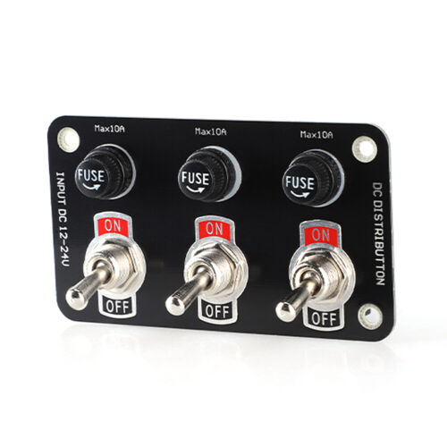 3 Gang Toggle On/Off Rocker Switch Panel W/Fuse for 12/24V Car Boat Marine Truck - Foto 3 di 8