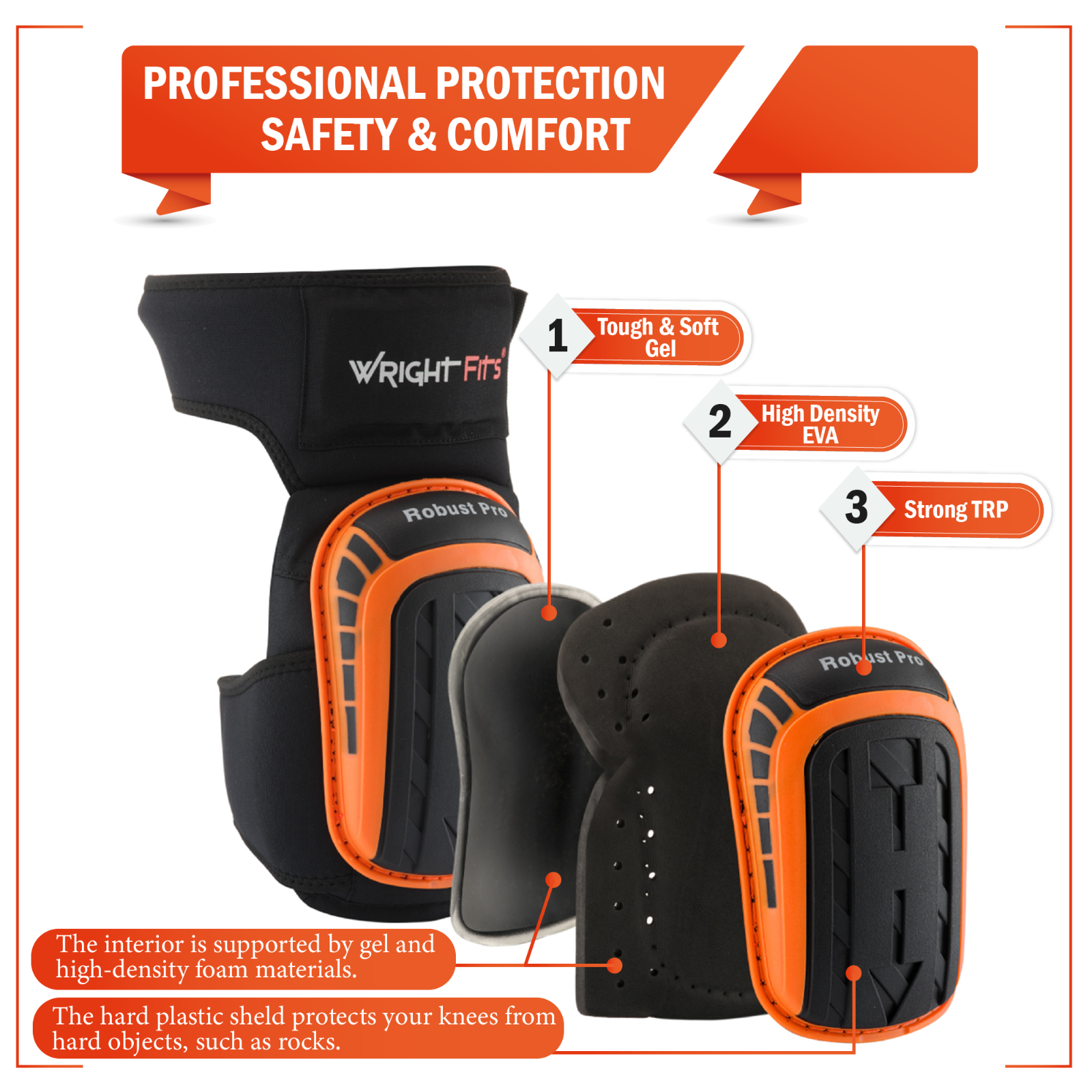 Robust Pro Gel Knee Pads Heavy Duty Gel Cushion Knee Protection 805