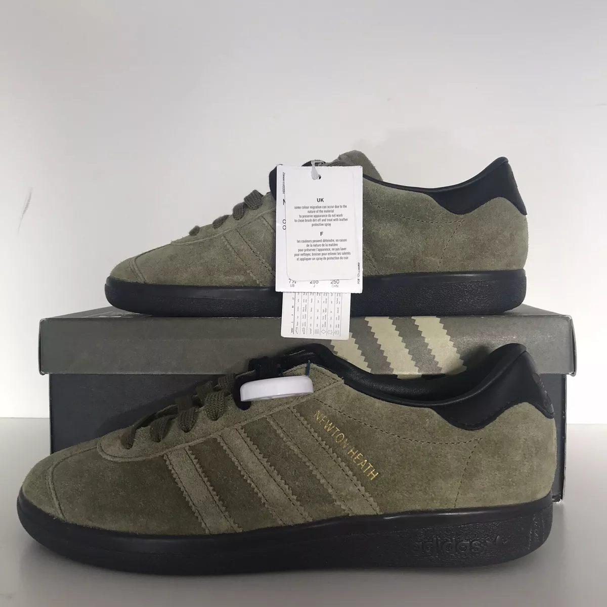 Adidas Newton Heath Green Suede Size 7 Trainers New With OG Box