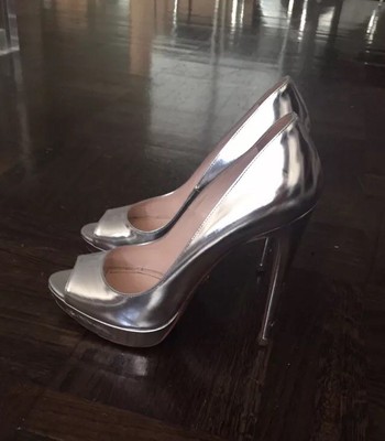 prada silver pumps