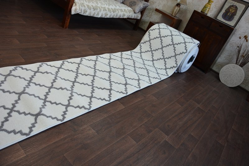 Modern Thick Hall Runner SKETCH TRELLIS white Width 80-120cm extra long Stairs Popularne oryginalne