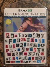 GAMAGO Letter Press Temporary Tattoos NEW Factory Sealed TWO SHEETS PER PACK NIP