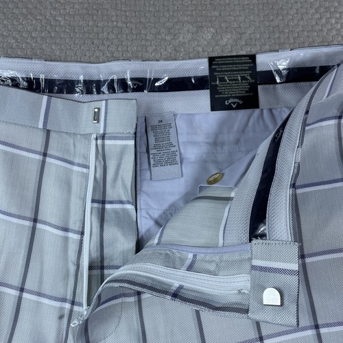 Men Golf Shorts PGA Tour 38 Active Gray Plaid Comfort Stretch Wicking UPF NEW - Picture 9 of 11