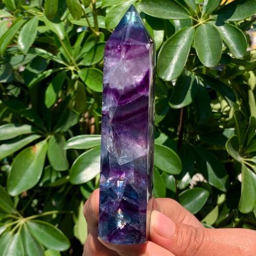 295g Natürliche Farbe Fluorit Kristall Obelisk Kristallstab Heilstab - Bild 12 von 13