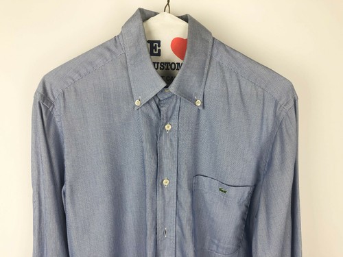 Men's Lacoste Button-down Shirt Blue 38 Medium Pocket Squared Casual Dress - Imagen 2 de 5