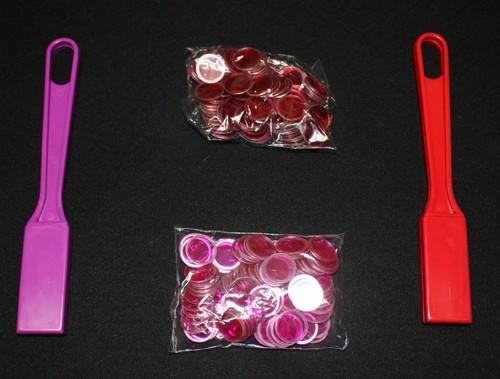 Magnetic Red and Purple Bingo Wands and 200 Chips Markers – Use on paper sheets - Picture 2 of 2