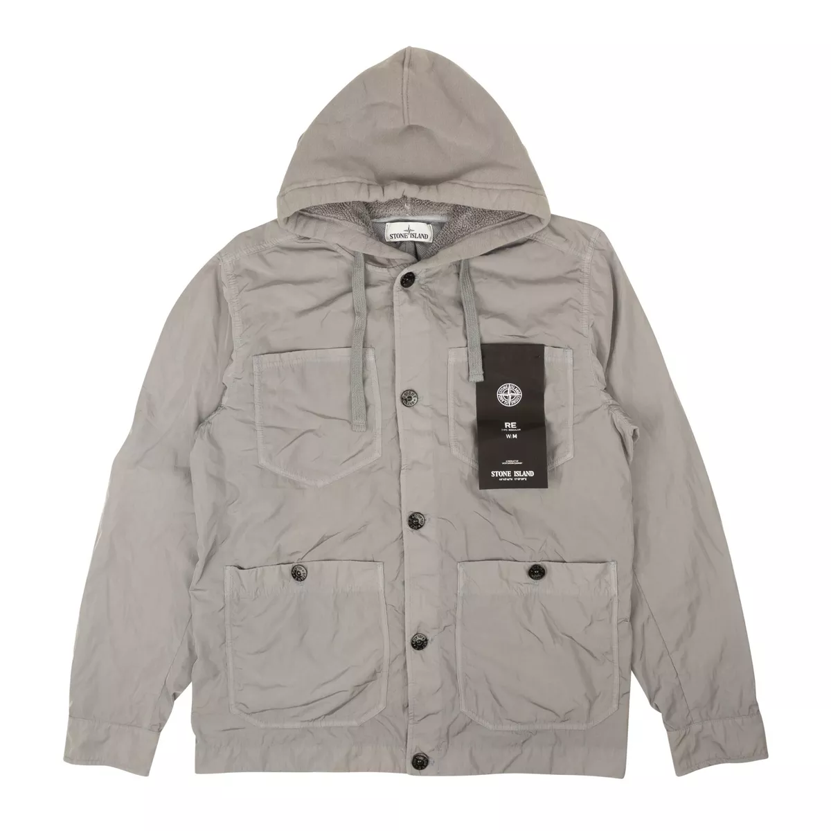 NWT STONE ISLAND Grey Nylon Tela-TC Hooded Jacket Size M $815