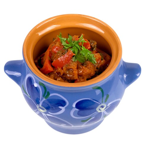 SET OF 2 Blue Baking Stewing Stoneware Ramekins Clay Cooking Pots with Lid - 第 13/13 張圖片