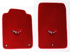 NEW! Red Floor Mats 1998 - 2004 Corvette Embroidered Circle Emblem Logo in Black