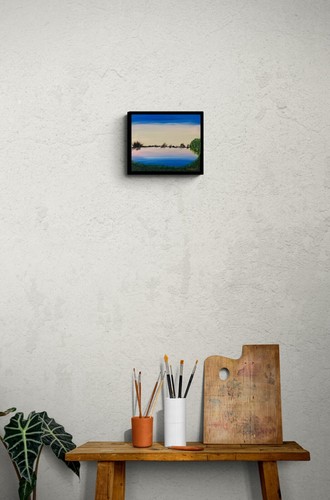 Acrylic Art | One of a Kind Collectible Landscape Painting | Dawn At the pond - 第 7/7 張圖片