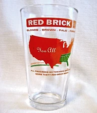 RED BRICK BREWING Co Beer Pint Glass 'You All' Atlanta Georgia