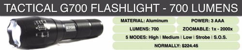 Guaranteed Authentic LumiTact G700 High Tactical Flashlight -700 Lumens x2000 - Picture 4 of 4