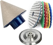 1 1/2" ceramic Chamfer Bit 10 PCS & 25 concrete granite marble stone polish pad