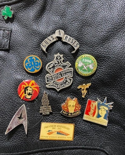 Men's First Classics, Skulls, Pins: Harley, Gun Roses, Full Zip Leather Vest XL - Picture 9 of 12