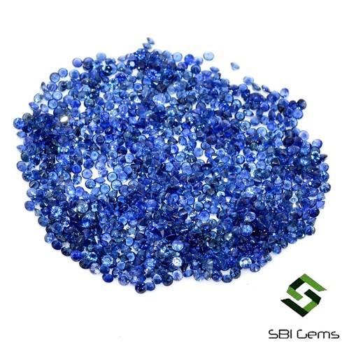 Lotto 5,00 cts zaffiro blu naturale taglio diamante rotondo taglio 1,50 mm pietre preziose sfuse - Foto 5 di 6