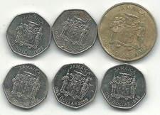 LOT 6 A JAMAICA ONE DOLLAR COINS-1991,1995,(2)1996,2005,2006-MAY222