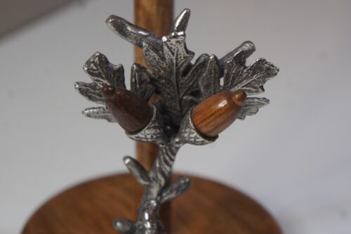 Wooden Countertop Paper Towel Holder with Metal and Wood Acorn Decor Accent - Picture 7 of 17