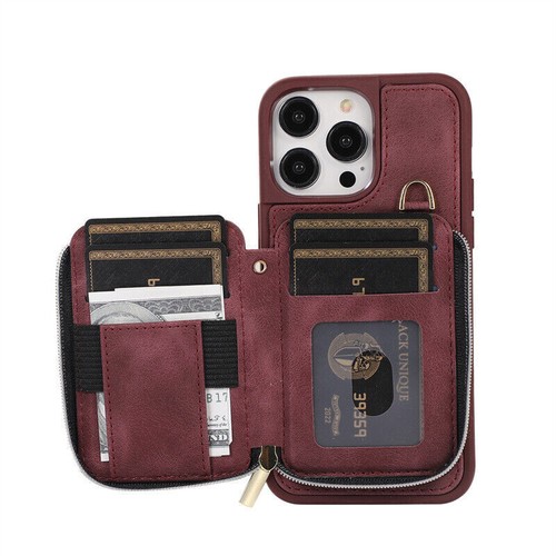 For iPhone 14 Plus 13 Pro 12 11 Pro Max Strap Zipper Card Wallet Phone Case - Picture 69 of 79