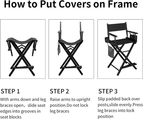 Upgraded 24" Height Tall Director Chair,Folding Artist Makeup Chair - Picture 8 of 8