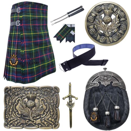 Traditional Scottish Tartan Kilt Outfit 7 Piece 8 Yard Highland Kilt Set For Men - Picture 11 of 14