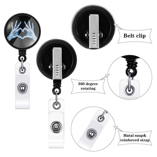 Bling Badge Reel Pull Keychain Retractable ID Holder Security Card Belt Clip UK - Picture 35 of 39