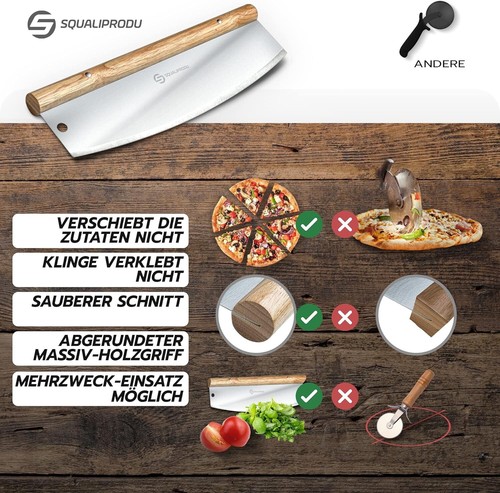 Premium Pizzamesser aus Edelstahl mit hochwertigem Holzgriff - Bild 4 von 6